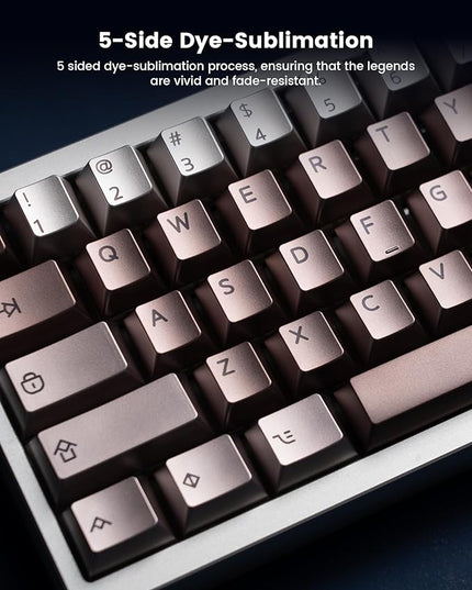 Keymatic PBT Keycaps with Metal Paint, 112 Key dye Sublimation with Key Puller for 61/64/66/68/75/84/87 MX Switches Mechanical Keyboards,Coffee
