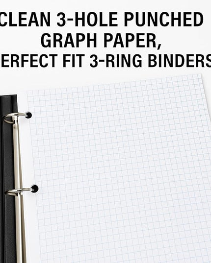 WritePads Graph Paper Loose Leaf Paper, Standard 8"x10-1/2" 4x4 Quad Ruled Notebook Paper,3 Hole Punched Filler Paper, 3 Ring Binder Paper, 300 Sheets Grid Paper, Made In USA