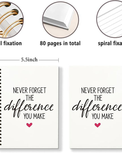 DSHFG Motivational Office Journal Notebooks for Work Women Appreciation Gifts, Inspirational Journal Notebook Employees Gifts, Journals Office Supplies, Never Forget The Difference You Make, 5.5x8.3