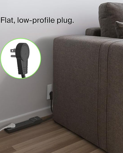 Belkin Surge Protector Power Strip with 6 AC Outlets, 6ft/1.8M Long Heavy-Duty Extension Cord, & 360-Degree Rotating AC Plug for Conference Rooms, Computer Desktops, & More - 600 Joules of Protection