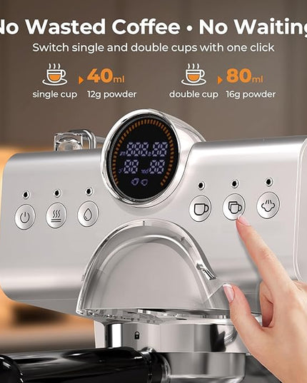 20 Bar Espresso Machine,Hot & Cold Brew Espresso Coffee Maker with Milk Frother,50oz Water Tank,LCD Display,Single & Double,Cappuccino & Latte Machine for Home