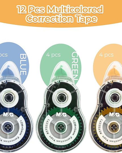 M&G 39.3 Feet Correction Tape, 12 Pack Correction Tape, Easy to Use Applicator for Instant Corrections,Office Products, Total 472FT/144M