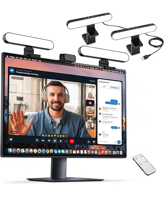 yAyusi Dual-lamp Video Conference Lighting, LED Streaming Light with Remote and Touch Control, Zoom Lighting for Computer,Webcam Laptop Monitor Ring Light for Video Calls/Zoom Meetings/Video Recording