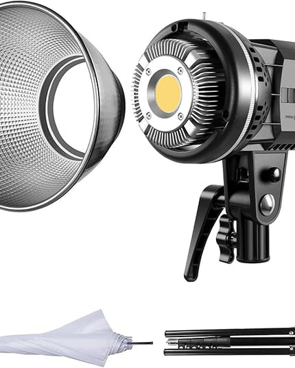 GVM 80W CRI97+ 5600K Dimmable LED Video Lights with Bowens Mount Kit Continuous Output Lighting Spotlight for YouTube Vlog Wedding Photography Shooting Light with Reflector