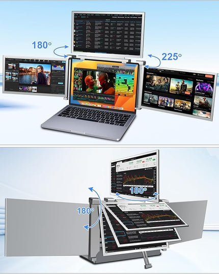 YUTOO 4 Screen Laptop Monitor Extender | One USB-C Cable for M1 M2 M3 | 14" 1080P FHD IPS 4 Screen Monitor for Laptops 13.6~17.3 inch | Quad Screen Extender Display for MacBook/Windows/Switch/PS5