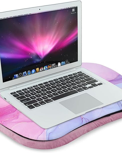 Jasenna Laptop Desk with Phone Holder and Device Ledge - Portable Lap Desk with Pillow Cushion,Fits up to 15.6 inch Laptop for Home Office (1-Purple Blue Splash Ink)