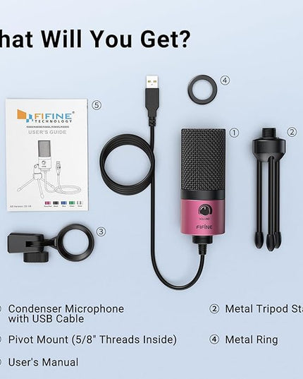 FIFINE USB Podcast Condenser Microphone Recording On Laptop, No Need Sound Card Interface and Phantom Power-K669