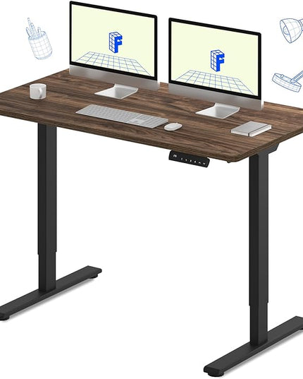 FLEXISPOT E3 Dual Motor Electric Standing Desk 55 x 28 Sit Stand Up Desk, Holds 220 lbs, Adjustable Height w/ Memory Presets, One-Piece Brown Wood Grain Desktop & Black Frame, Ships in 2 Boxes