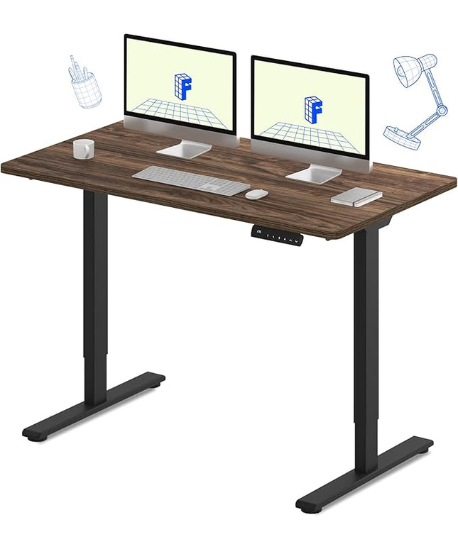 FLEXISPOT E3 Dual Motor Electric Standing Desk 55 x 28 Sit Stand Up Desk, Holds 220 lbs, Adjustable Height w/ Memory Presets, One-Piece Brown Wood Grain Desktop & Black Frame, Ships in 2 Boxes