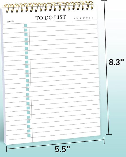 To Do List Notepad 3 Pack, Undated Daily Planner Notepad With To Do List Notebook Checklist Planner Spiral Waterproof Notepad for Office Supplies, School Planner, 52 Sheets/Pack, 5.5"*8.3" A5 Size