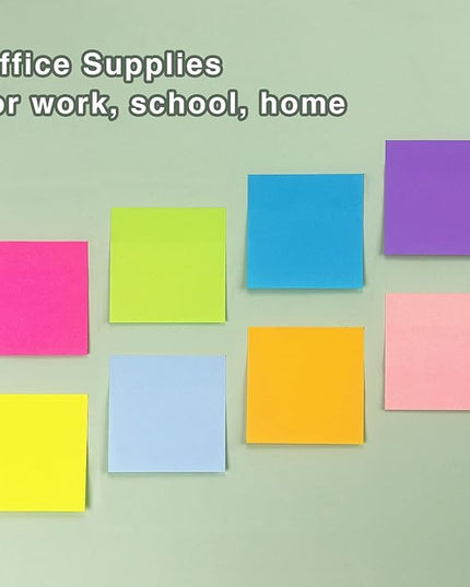 Eastern Wolf 8 Pads Sticky Notes 3x3 Self-Stick Notes 8 Bright Multi Colors Purple Sticky Notes, 85 Sheet/Pad