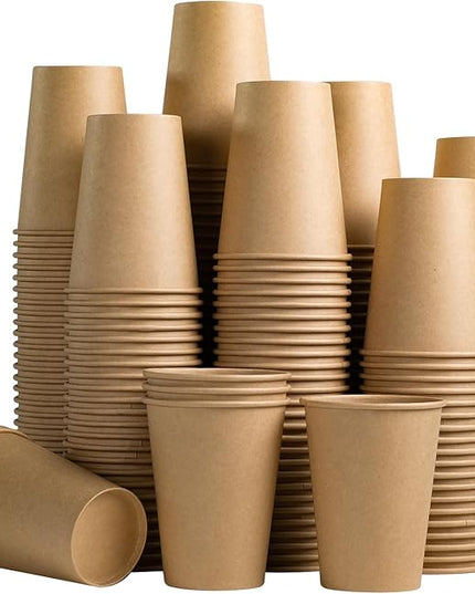 Lamosi 210 Pack 12 OZ Paper Coffee Cups, Disposable Kraft Paper Cups, Unbleached Brown Cups for Hot/Cold Beverage Party Home Office