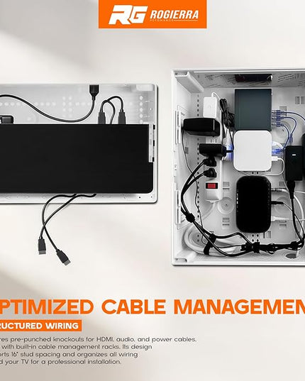 9-Inch in-Wall Media Box Recessed TV Cable Management Kit, Enclosure for Home Theater, Compatible with Roku Apple TV & Samsung One Connect, WiFi Friendly (White)