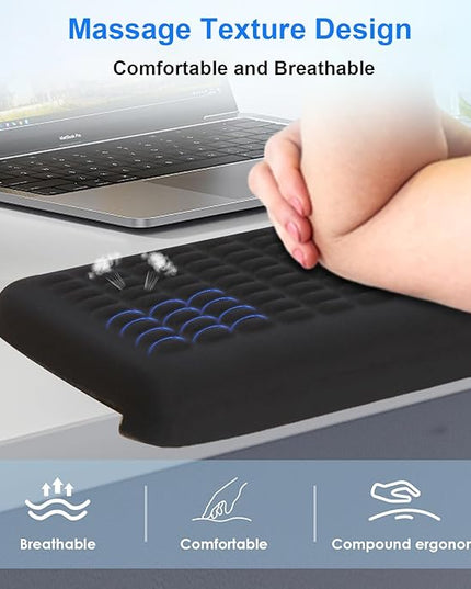 UnivoColors PostureUp L-Shaped Desk Long Wrist Rest Elbow, Non-Slip, Memory Foam, Desk Edge Support, Ergonomic Design for Long-Hour Work (23.6 * 3.9 inch One-Piece Design,Black)