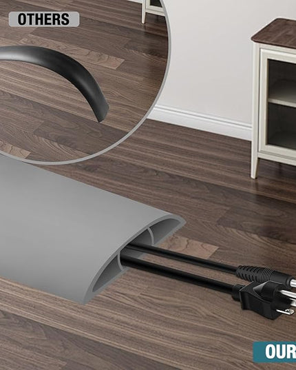 Floor Cord Cover, Cable Protector, 0.63W x 0.31H inches, Wire Cover for Extension Cords, Floor Cable Covers Prevent Cable Trips (Gray, 50-3 Feet)