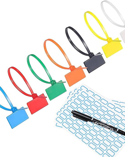 250pcs 6 inch Wire Zip Ties, Self-locking Nylon Cable Tags Labels, Multicolor Written-on Cable Mark Ties Zip Tie Tags for Wire Marking and Organizing