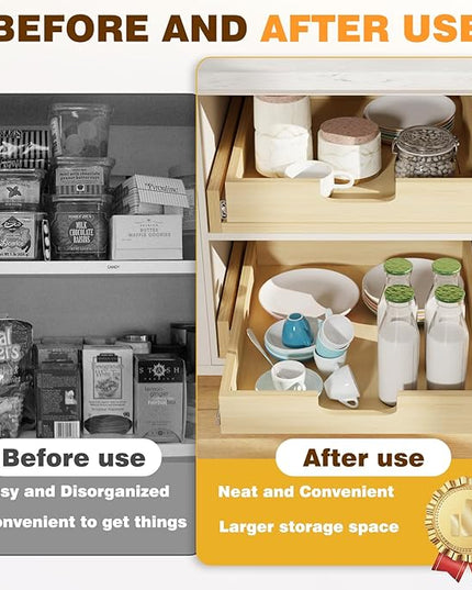 Grehitk Pullout Cabinet Organizer, 29''W×21''D×3''H Slide Out Shelves for Kitchen Cabinets, Pull out Drawers for Kitchen Cabinets, Pantry, Bathroom, & Storage Organization