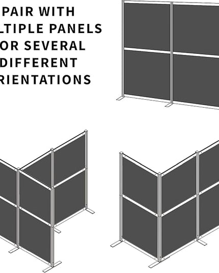 VIVO L-Shape Modular Corner Wall System, 3 Panels, Modern Professional Office Cubicle Dividers, Freestanding Privacy Screen, 66 inches High, Dark Gray, PP-MWS63D-L