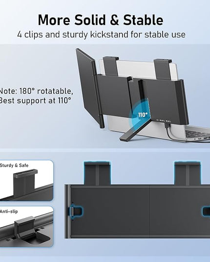 Pornitor Laptop Screen Extender, 14" FHD 1080P IPS Laptop Monitor Extender with USB C/HDMI Port, Plug and Play Dual Screen Portable Extended Monitor for 14"-16.5" Laptops