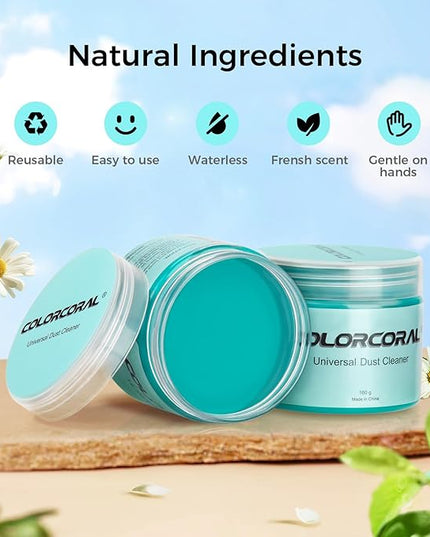 ColorCoral 2Pack Car Cleaning Gel Universal Dust Cleaner for Car Vent Keyboard Cleaning Detailing Slime Putty Cleaning Kit Car Accessories, Gifts for Adults Men Women Kids Teens