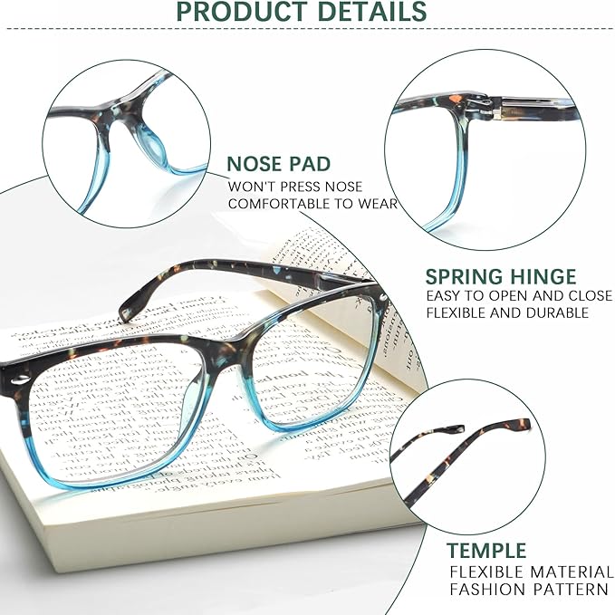 CLASAGA Progressive Multifocus Reading Glasses for Women, Pattern Print Blue Light Block Stylish Ladies Computer Readers
