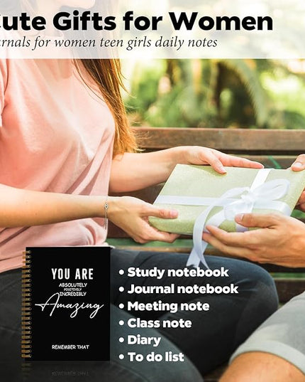DSHFG Black Notebook Journal Gifts for Women, Journaling Notebooks for Work, Inspirational Notebook Coworkers Employees Team Members Gifts, Black Spiral Notebook, You are Amazing, 5.5x8.3