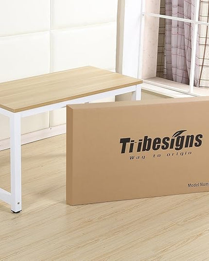 Tribesigns Computer Desk, 47 inch Modern Simple Office Desk Computer Table Study Writing Desk for Home Office, Light Walnut