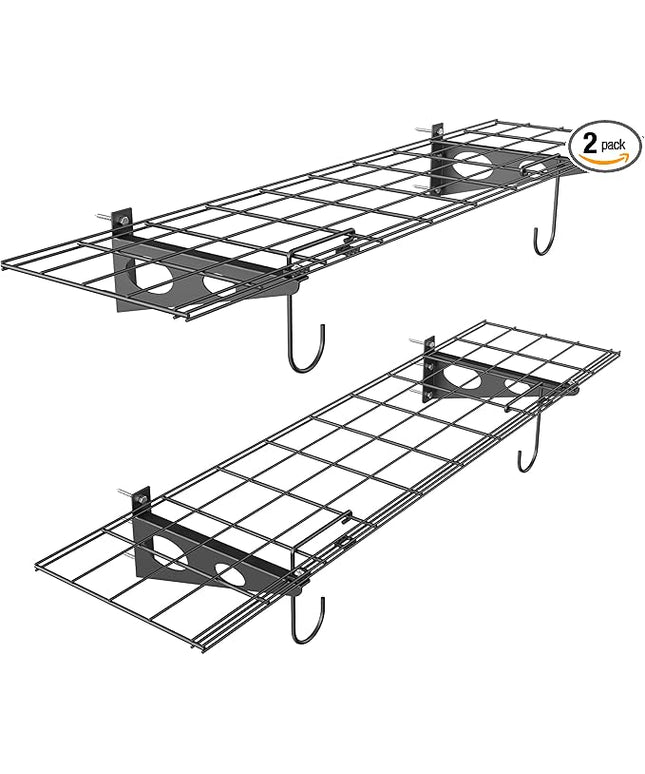 WALMANN 2 Pack Garage Wall Shelves, 1 x 4 ft/12 * 48 inch Wall Mounted Storage Shelves for Garage Heavy Duty Floating Shelving, Holds Up to 220 lbs(Black)