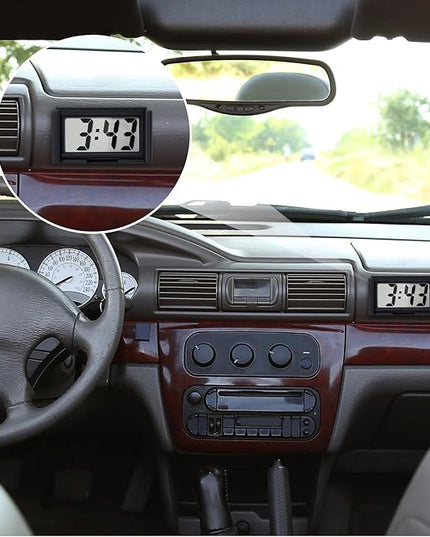Frienda 3 Pieces Mini Digital Clock Small Digital Clock Stick on Battery Operated Self Adhesive Bracket for Car Dashboard Fridge (White,Black,Blue)