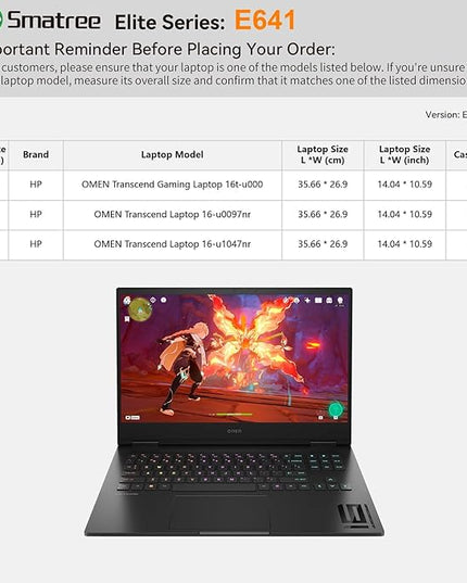 Smatree Laptop Sleeve for 16 inch HP OMEN Transcend Gaming Laptop 16t-u000/16-u0097nr/16-u1047nr, Protective Computer Case with Accessory Pocket, YKK Zipper, Patented Shockproof Design (E641)
