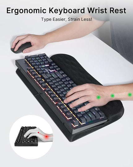 Keyboard Wrist Rest Stand for Desktop, 2 Angle Adjustment Ergonomic Computer Keyboard Stand Key Board Riser Holder with Wrist Support for Office, Home, Desk