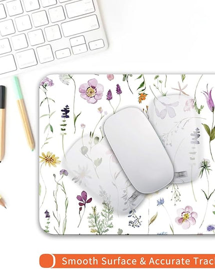 Square Mouse Pad Beautiful Flowers Plants, Personalized Premium-Textured Custom Mouse Mat Design, Washable Mousepad Cloth, Non-Slip Rubber Base Computer Mouse Pads for Wireless Mouse