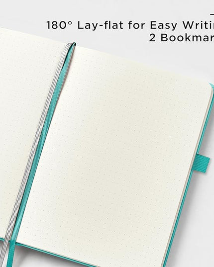 &And Per Se Dotted Journal Notebook, A5 Hardcover Leather Bullet Dotted Journal, 160 Pages 100 gsm Thick Paper, 3 Sheets of Stickers Included- 5.7'' x 8'' (Turquoise)