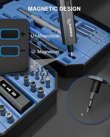 STREBITO 155 in 1 Mini Electric Screwdriver Set, Upgraded Small Electric Screwdriver Cordless, 5 Torque Settings, Max 7 N.m, Electronic Power Screwdriver Repair Tool Kit for Mac, Computer Pc Building