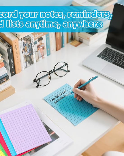 54 Pads Lined Sticky Notes, 18 Colors 4in x 6in Self Stick Note Pads, Strong Adhesive Sticky Note with Lines, Large Sticky Notes for School, Home, Office, 24 Sheets/Pad