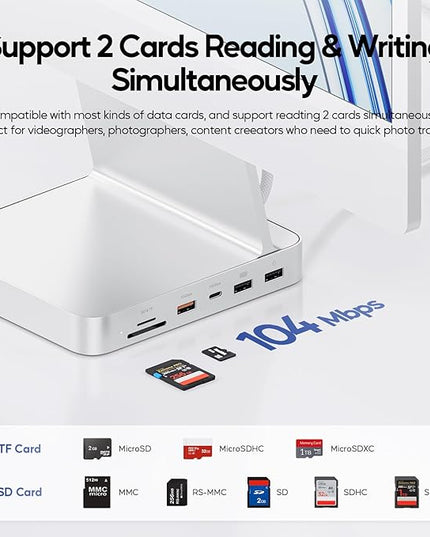 Upgraded 11 in 1 USB C Hub for iMac 24 inch USB Hub 2021 2023 2024 Support M.2 SSD (NOT Included), iMac Hub M1 M3 M4 Accessories, 4K HDMI, 2.5G Ethernet, 5 USB A/C Max 10Gbps, SD/TF - Silver