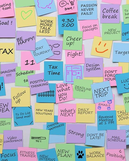MyLifeUNIT Sticky Notes 3x3, Bulk Pack 54 Note Pads 5400 Sheets for Daily Reminder, Self-Stick Notes with 6 Assorted Colors