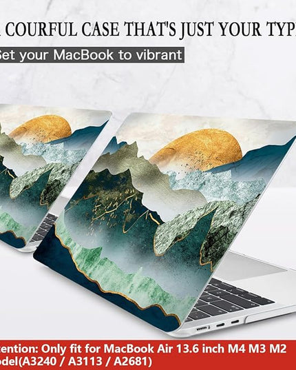 CISSOOK Mountain Case for MacBook Air 13.6 inch 2025 2024 2022 Release Model A3240 A3113 A2681, Plastic Sunshine Mountain Scenery Cover for MacBook Air 13 M4 M3 M2 Case with Keyboard Cover