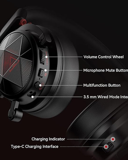 EKSA E900X 5.8G Wireless Gaming Headset with Micphone for PC PS4, PS5, Computer, Laptop - Dual Mic ENC Call Noise Cancelling Headphones - 7.1 Srround Sound - Over Ear Headphones for TV, Music, Meeting