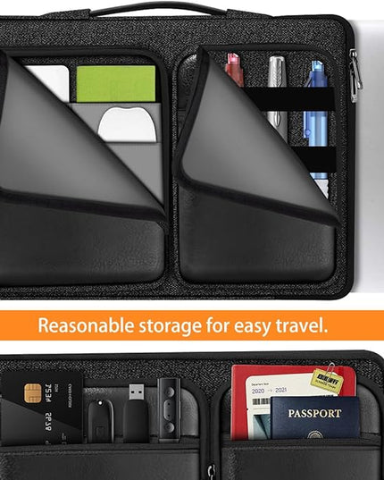 Hseok Ultra-Slim Laptop Case 17 17.3 inches Sleeve Protective PC Briefcase for Commuting and Business Trip，Pitch-Dark