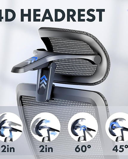 FLEXISPOT Ergonomic Office Chair with Footrest, Mesh Back Computer Chair, Home Office Desk Chairs, with Adjustable Lumbar Support/4D Headrest/Reliable Base, Mesh Seat Cushion, Black, OC3 Air-F