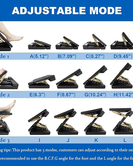 Foldable Foot Rest, Computer Foot Rest Under Desk, 12Modes Adjustable Ergonomic for Office, Loading Capacity 80 pounds, Removable Soft Cloth Pad, Yellow