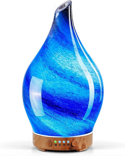Porseme 150ml Essential Oil Diffuser Glass Color Changing Aroma Air Diffusers Aromatherapy Ultrasonic Cool Mist Humidifier 6 Running Hours Waterless Auto-Off for Sleeping Yoga Office Spa (Galaxy)