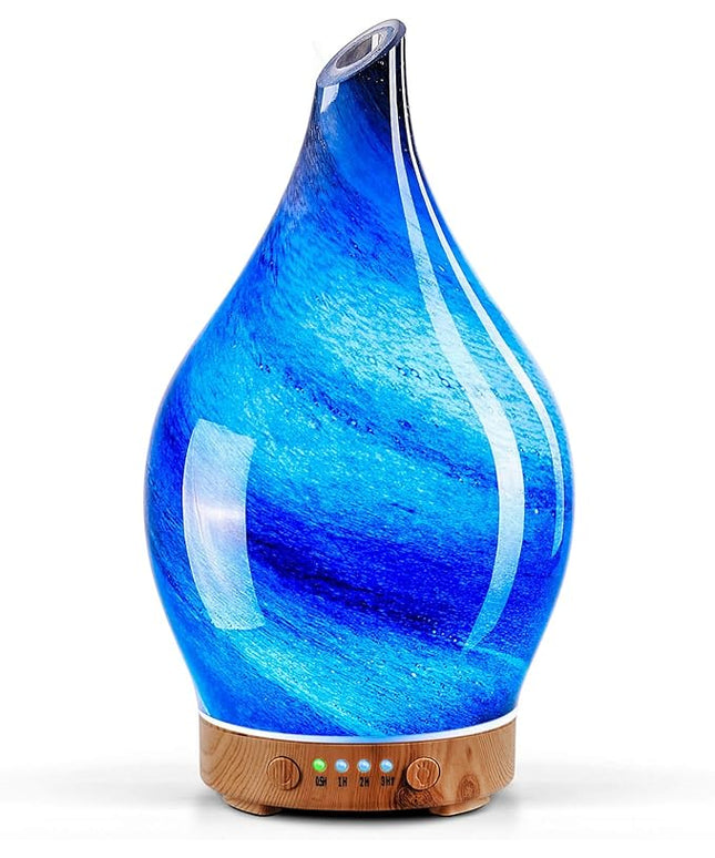 Porseme 150ml Essential Oil Diffuser Glass Color Changing Aroma Air Diffusers Aromatherapy Ultrasonic Cool Mist Humidifier 6 Running Hours Waterless Auto-Off for Sleeping Yoga Office Spa (Galaxy)