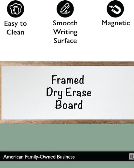 Ilyapa Extra Large Dry Erase Board for Wall - Wood Framed Magnetic White Board - 58 x 25 Inches Decorative Wall Hanging Menu Whiteboard - Brown