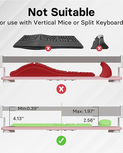 BONTEC KMT01-PJ Under Desk Keyboard Tray, Pull-Out Keyboard & Mouse Platform with C-Clamp, 20 x 11.8 in Space-Saving Ergonomic Slide-Out Drawer, Pink