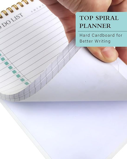 KAICN To Do List Notepad, Undated Daily Planner Notepad With To Do List Notebook Checklist Planner Spiral Waterproof Notepad for Office Supplies, School Planner, Green, 52 Sheets, 5.5"*8.3" A5 Size