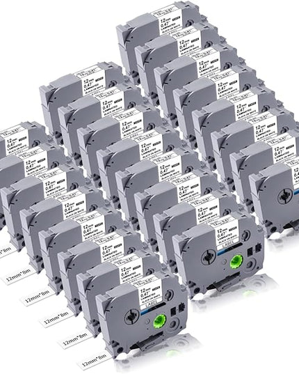 24PK Tze-231 12mm 0.47 Laminated White TZe Replacement for Brother TZ-231 TZe231 P Touch Label Tape, TZ Tape 12mm for P Touch Label Maker PTH110 PTD220 PTD400 PTD410 PTD600 PT1180
