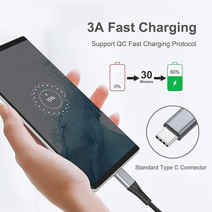 6 inch USB C Cable Short, 0.5ft 3-Pack USB A to USB C Cable Braided USB Type C Fast Charging Cable C Type Charger Cord for Samsung Galaxy S24 S23 Note 20, Moto G8, Google Pixel, iPhone 15 16 Pro Max