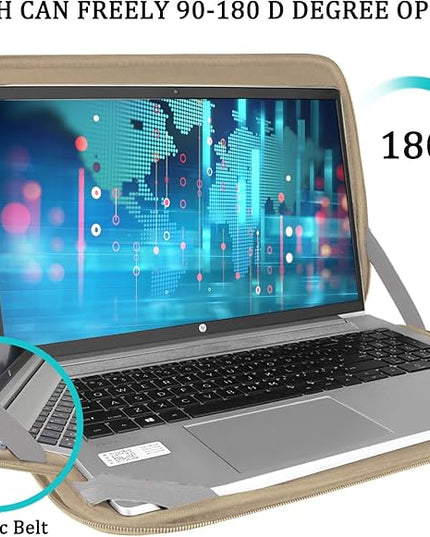 15.6 inch Laptop Sleeve, Shockproof Protective Computer Carrying Cover with Front Pocket, Briefcase Handbags Laptop Case for 15.6 inch HP, Dell, Acer, Asus, Notebook, Khaki